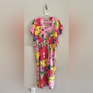 Vintage JAMS WORLD Hawaiian 'Hank Hanky' Floral Tank Midi Dress Set Size M/L